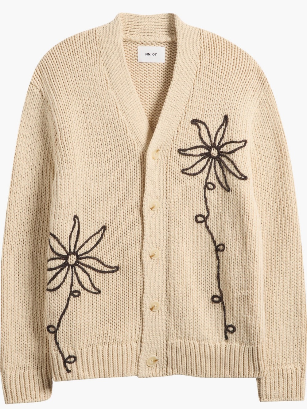 A.P.C. Cream Knit Cardigan with Black Floral Appliqué - Picture 16 of 16